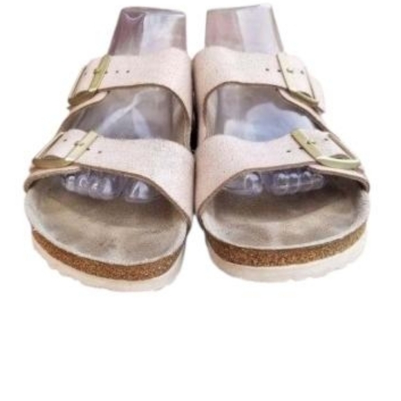 42 Birkenstock Shimmer Distress Rose Pink Slip On Sandal Birks Shoe Women 11 - Picture 2 of 14